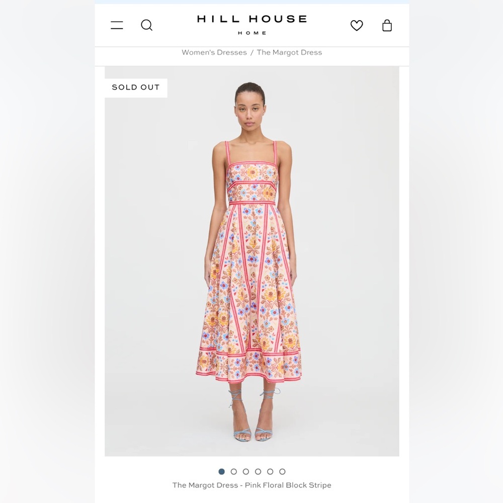 Hill House - The Margot Dress - Pink Floral Block Stripe